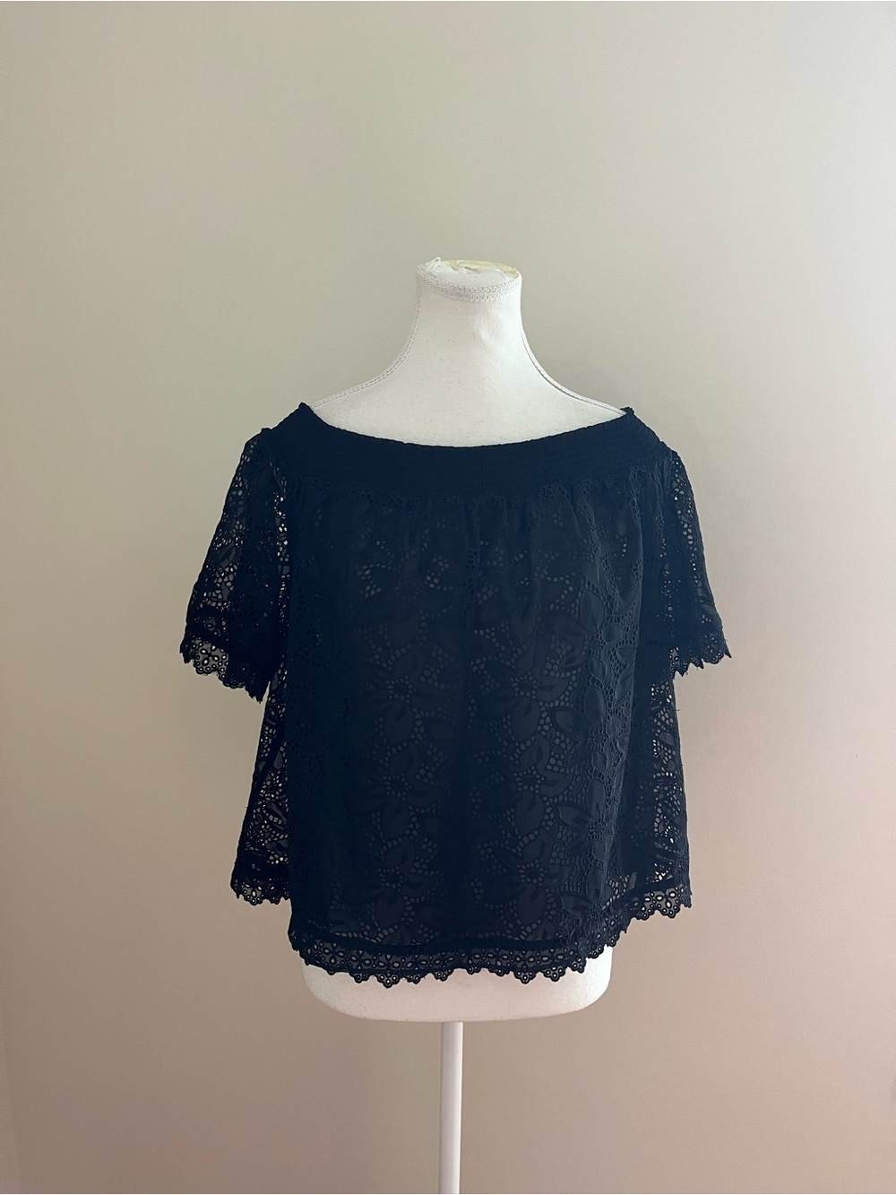 Karen Millen Black Lace Off-Shoulder Blouse